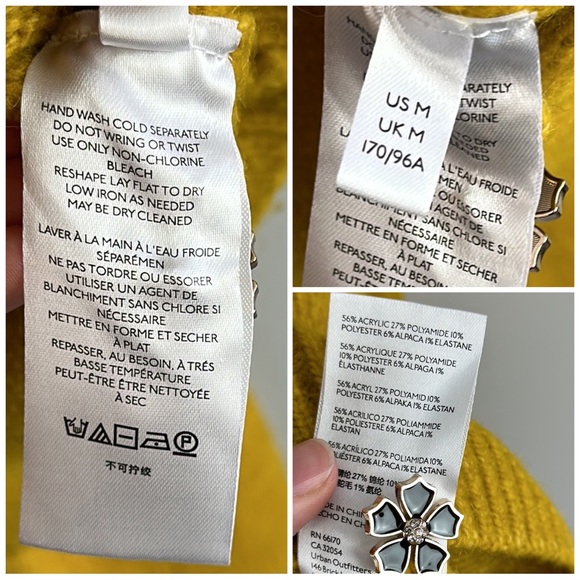 Maeve by Anthropologie Lace Collar Mustard Yellow Cardigan Size M - Picture 13 of 16